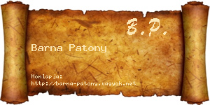 Barna Patony névjegykártya